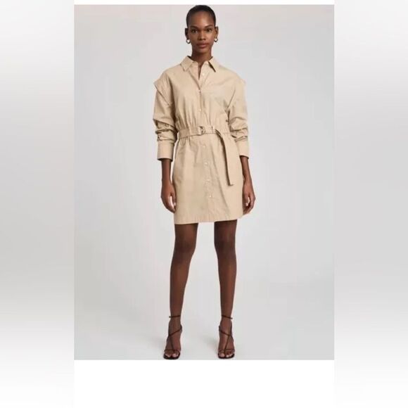 Derek Lam 10 Crosby Hadley Cotton Shirt Dress Beige/Khaki Size 2 $450 - Picture 6 of 9